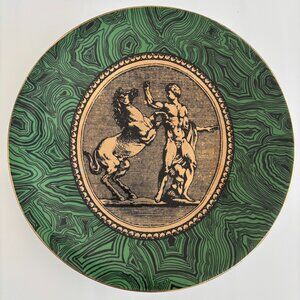 Piero Fornasetti Porcelain Green Malachite Cammei (Cameo) Plate